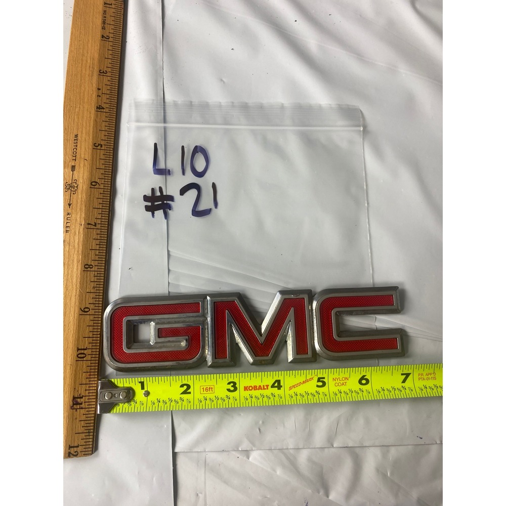 GMC Emblem Red Silver Chrome Truck Grille Tailgate Logo Replacement 7.5 Inch